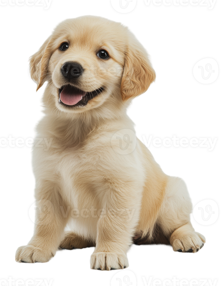 Smiling golden retriever puppy indoors png