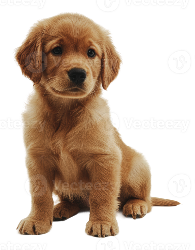 Golden retriever puppy sitting on white background png
