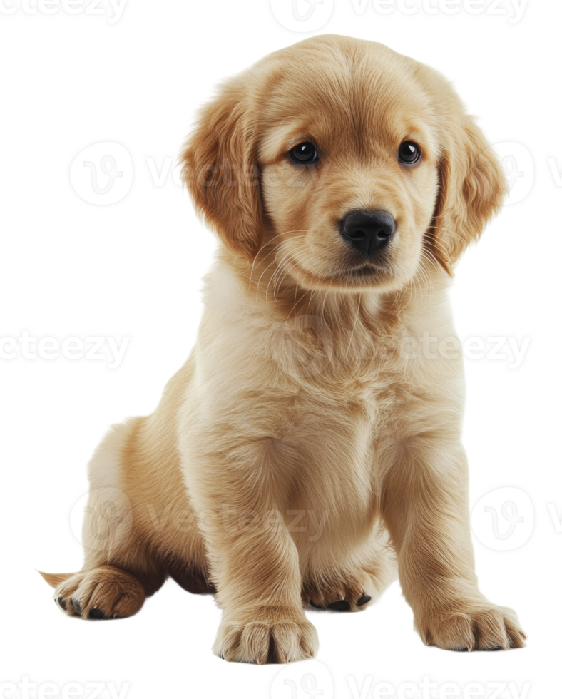 Golden retriever puppy sitting in a bright space png