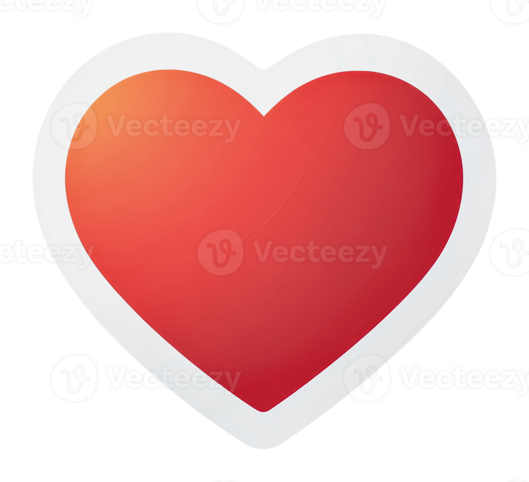Gradient red heart on white background png