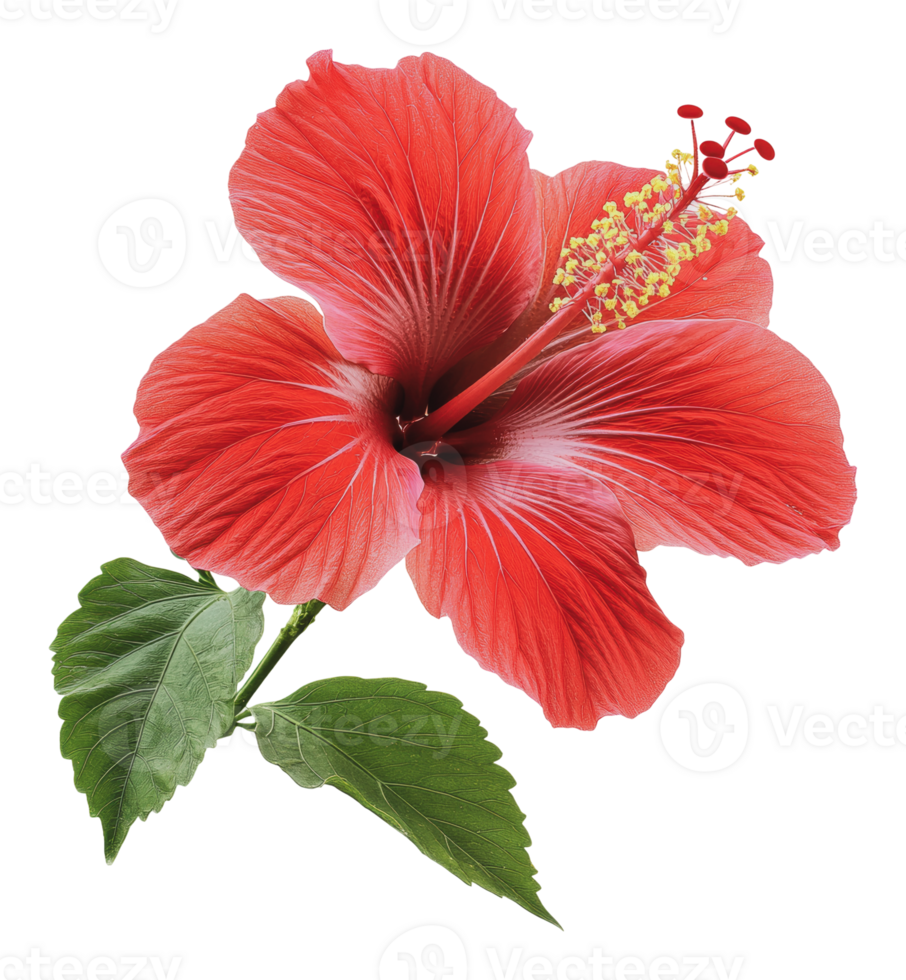 Vivid red hibiscus flower in bloom png