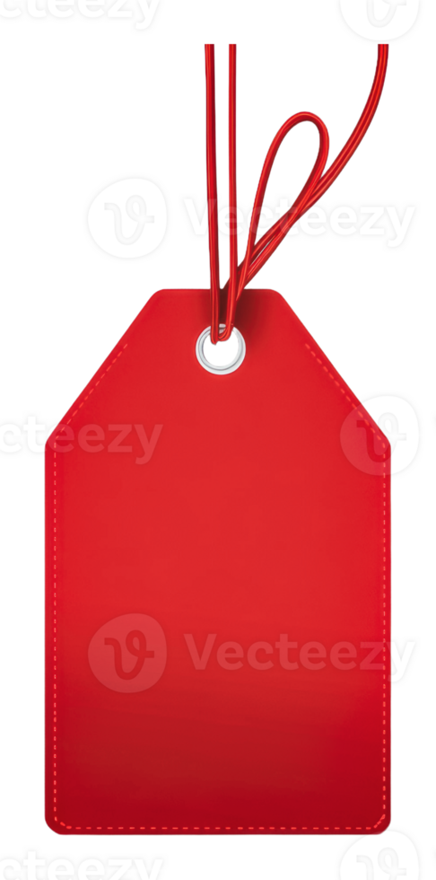 Red tag with string, ready for labeling items png