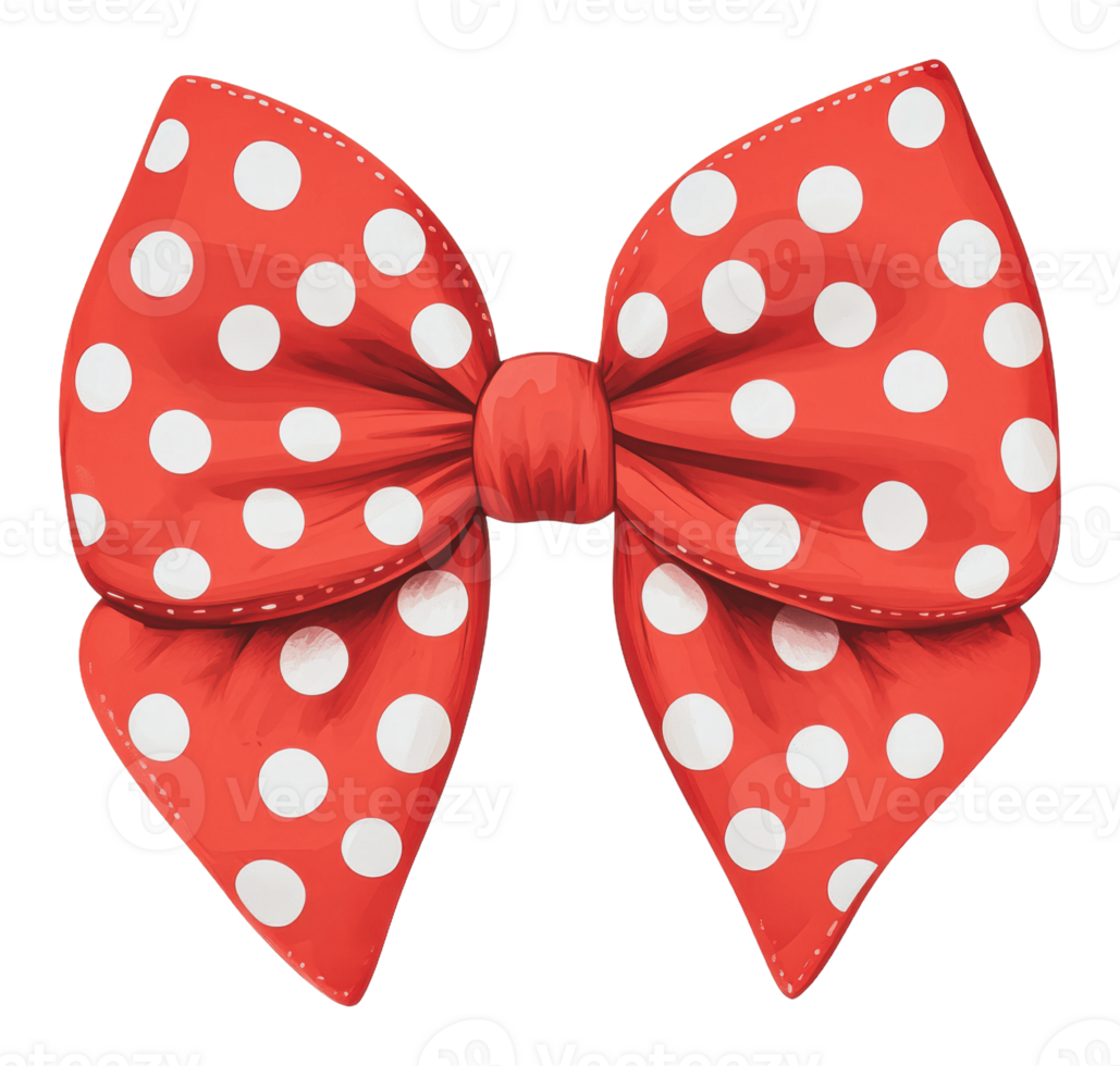 Red polka dot bow with white spots png