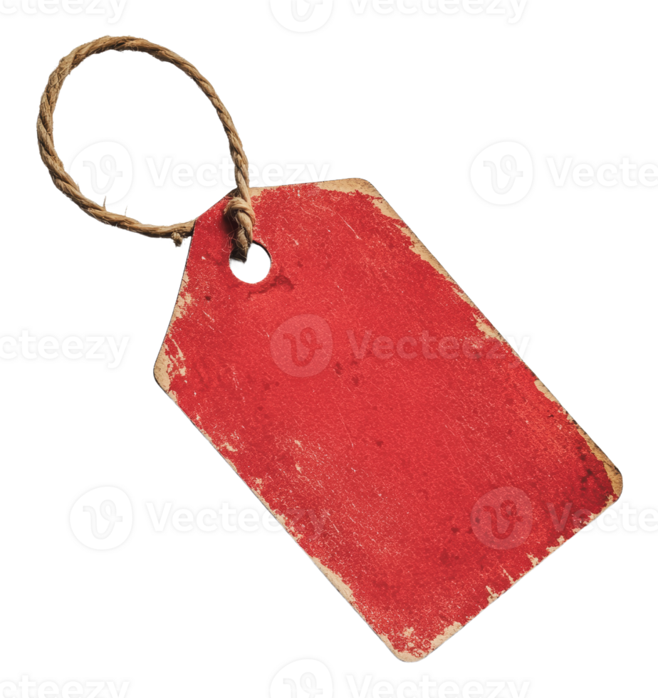 Red tag with twine for clear labeling png