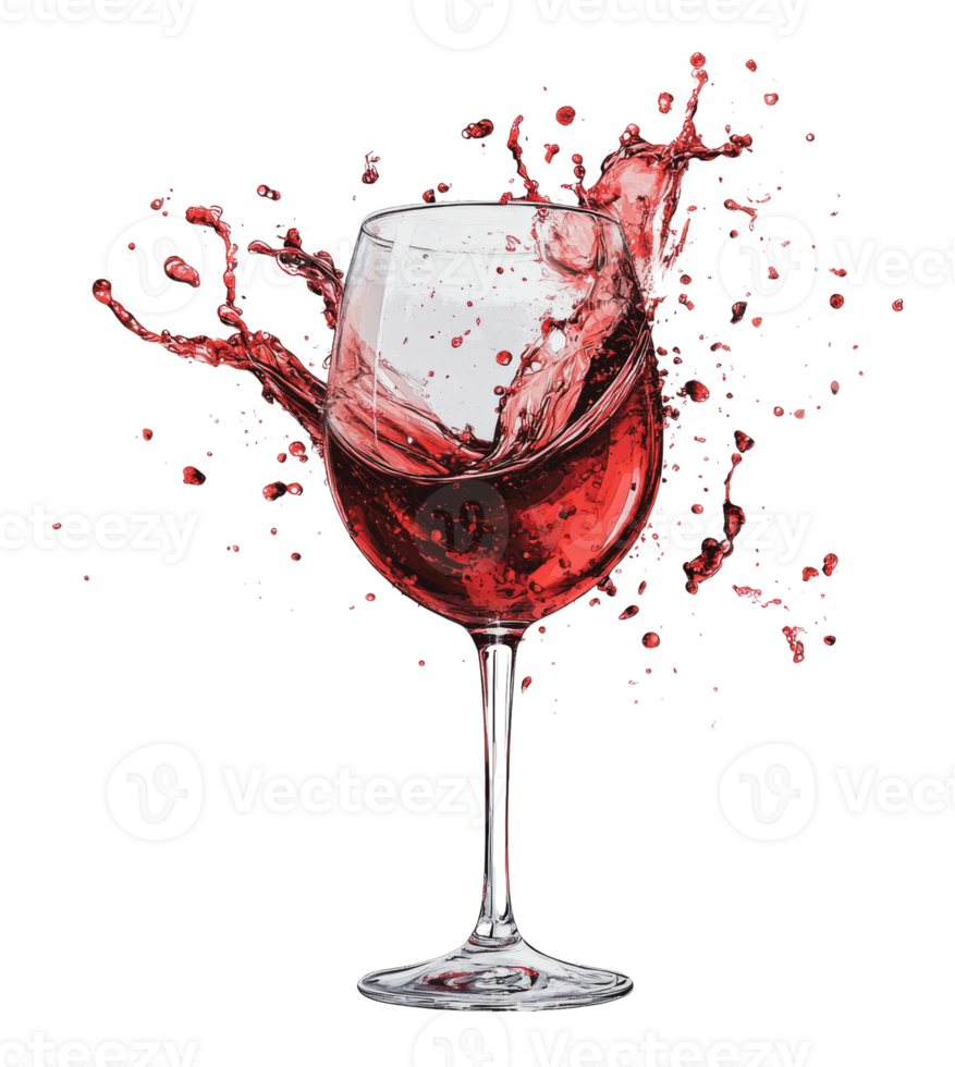 Red wine splashing in a glass png