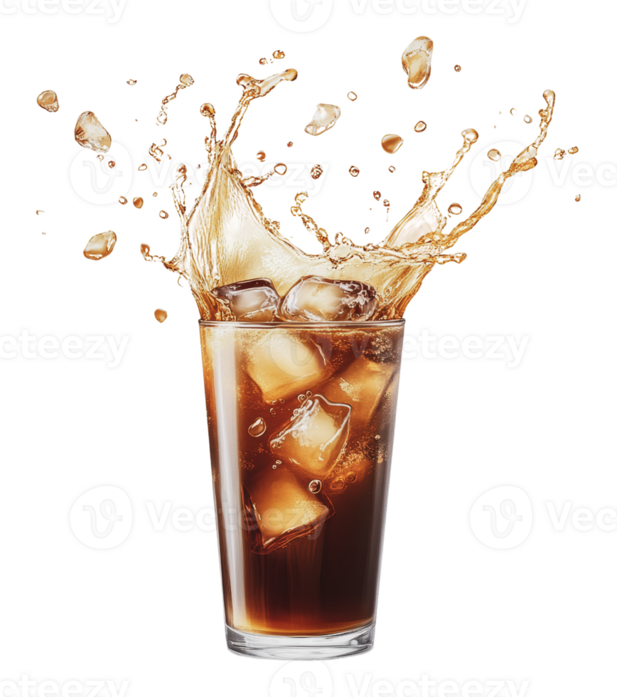 Refreshing cold drink splashing from a glass png