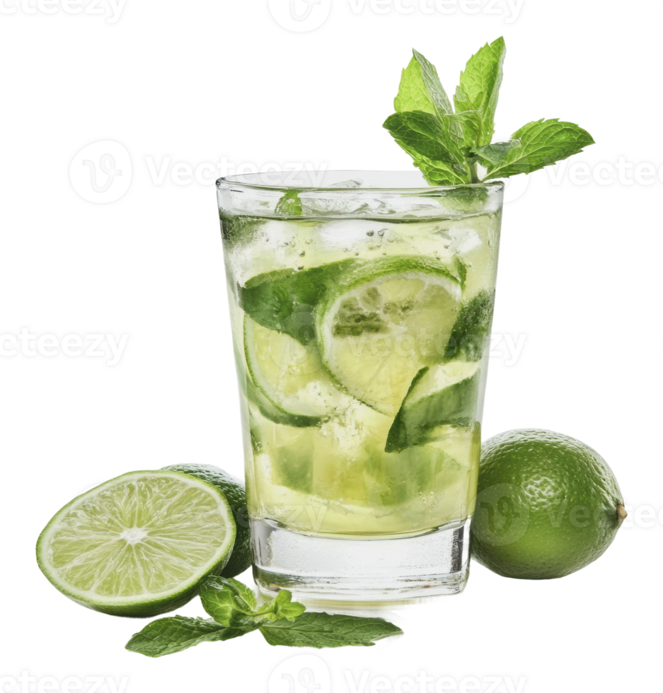 Refreshing lime and mint drink served on a table png