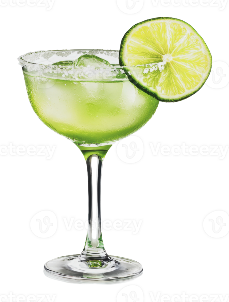 Green cocktail with lime at sunset png