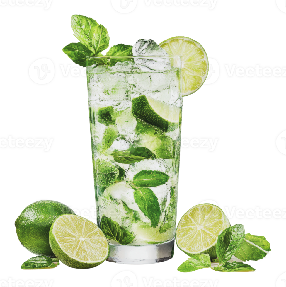 Mint-lime mojito on a white background png