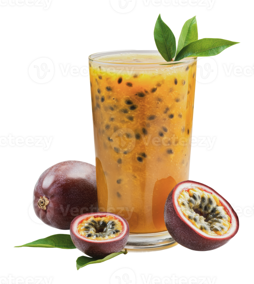 Refreshing passion fruit drink with fresh fruit png