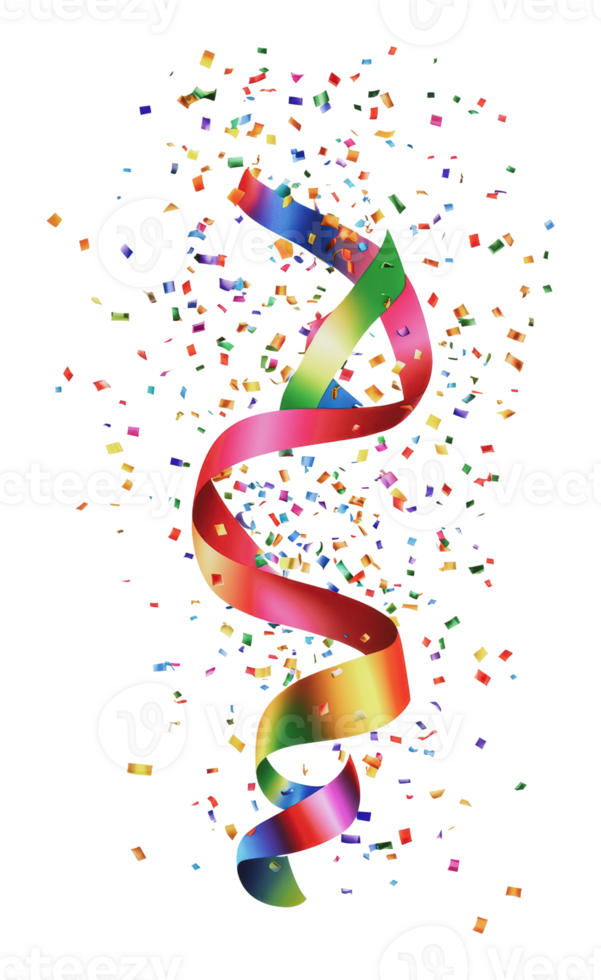 Streamers and confetti add festive flair png
