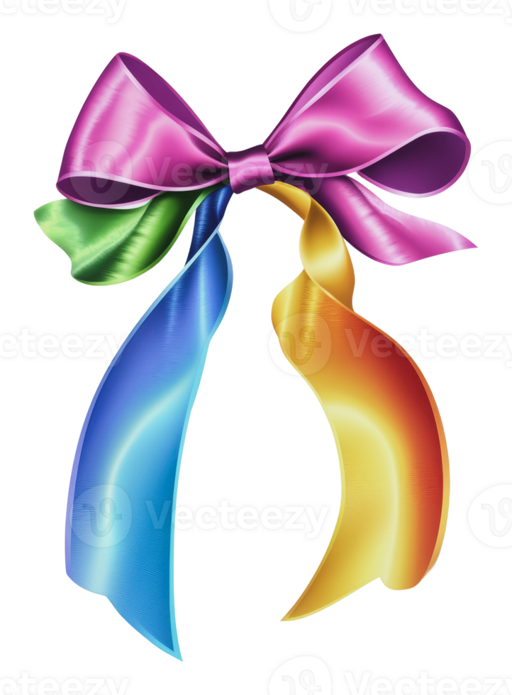 Vibrant ribbon bow for decoration png
