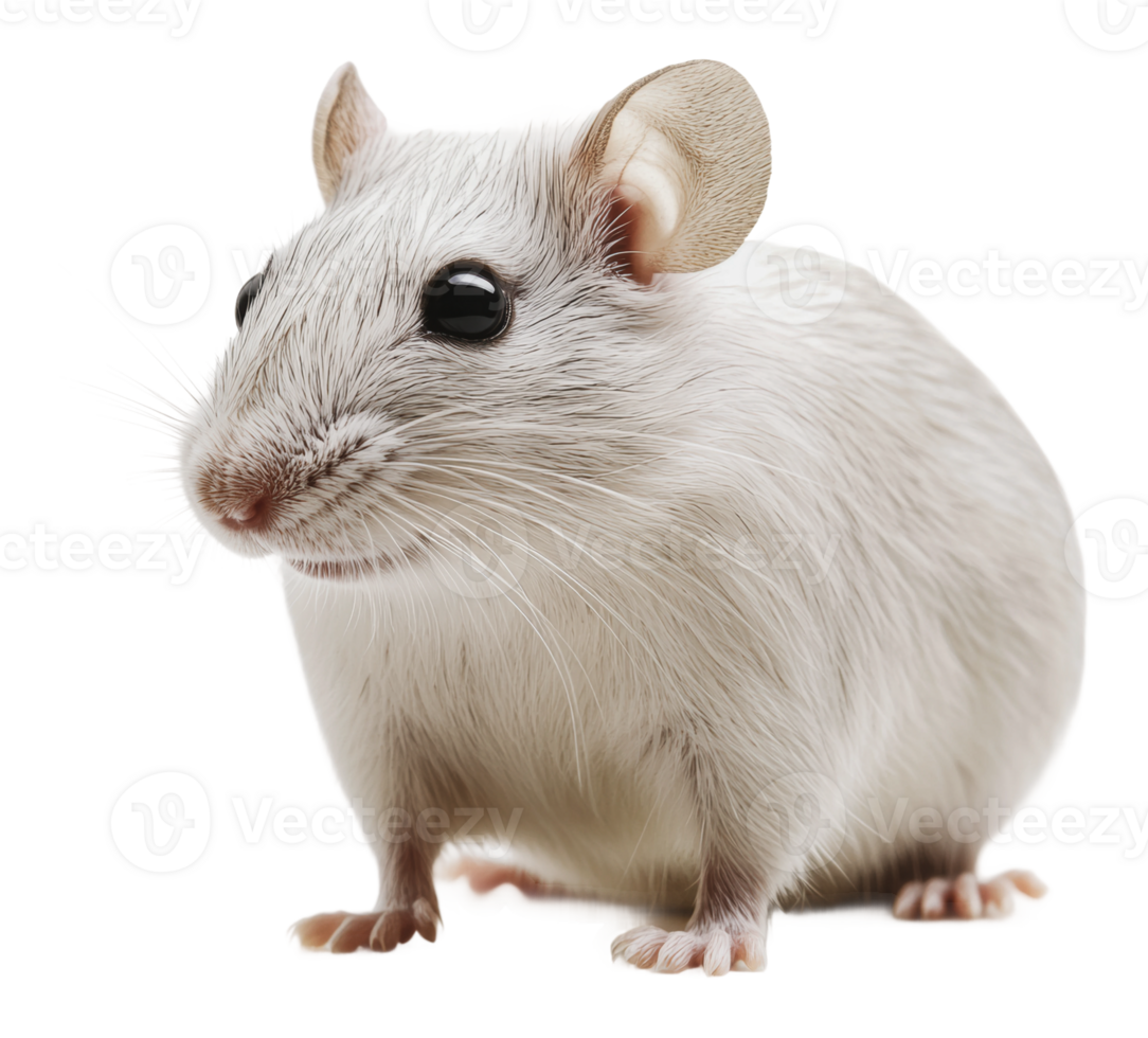 Cute white mouse standing on a white background png