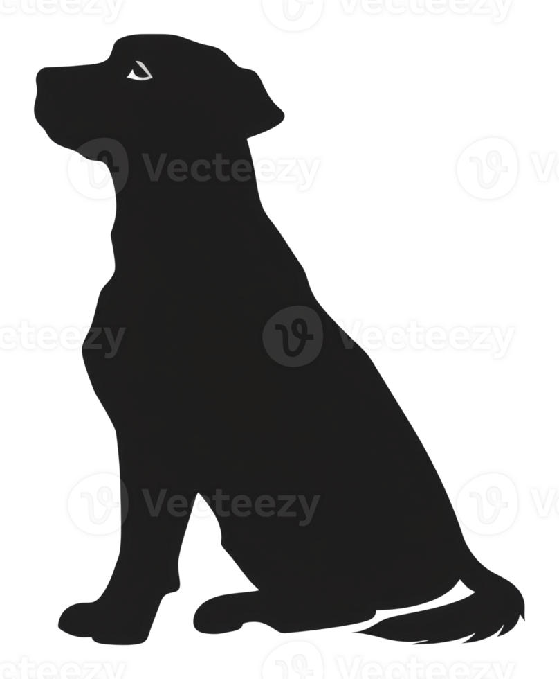 Silhouette of a sitting dog in profile view png