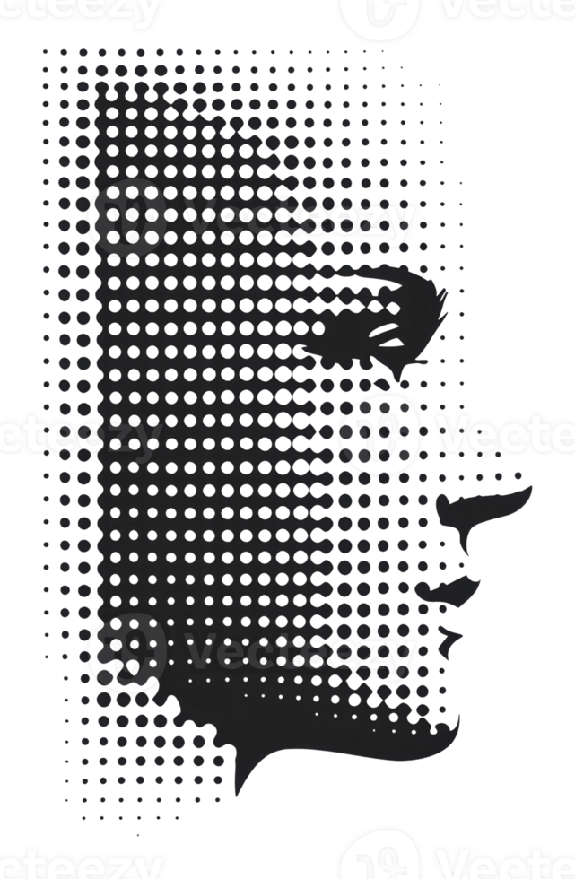 Profile silhouette created with dotted patterns png
