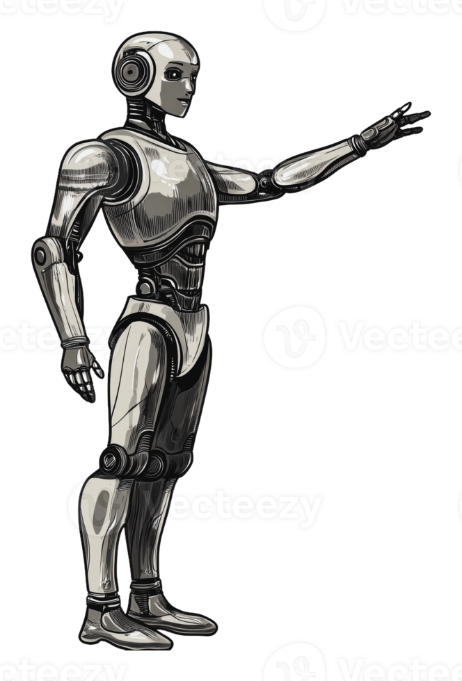 Standing humanoid robot in neutral pose png