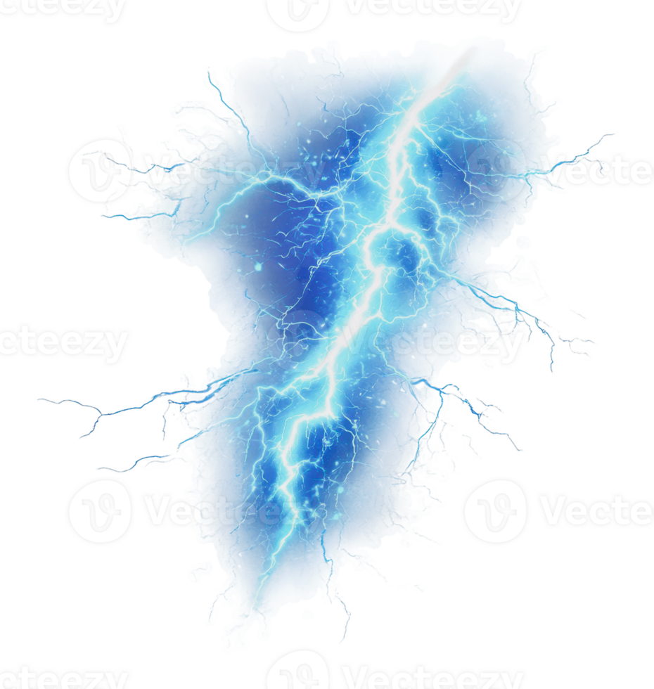 Bright blue lightning bolt in a dramatic display png