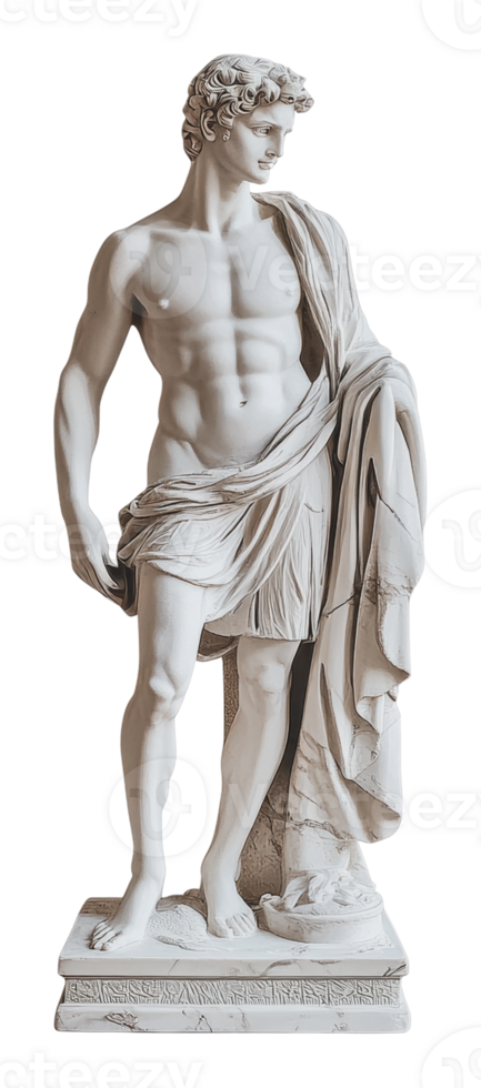 Classical marble statue of a young man in Greece png