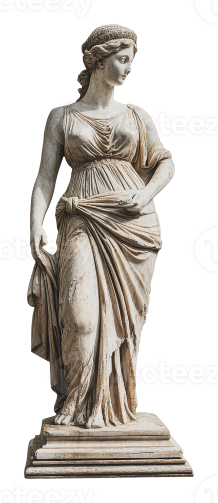 Ancient Greek statue of a draped woman png