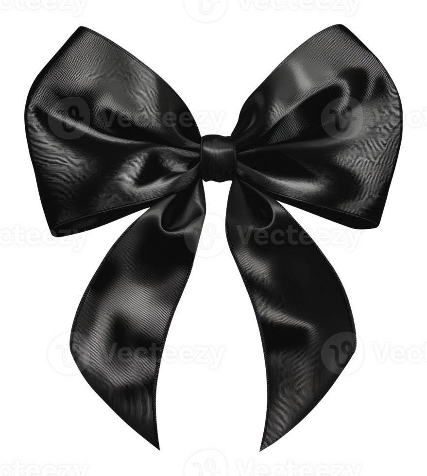 Elegant black satin bow for gifts png