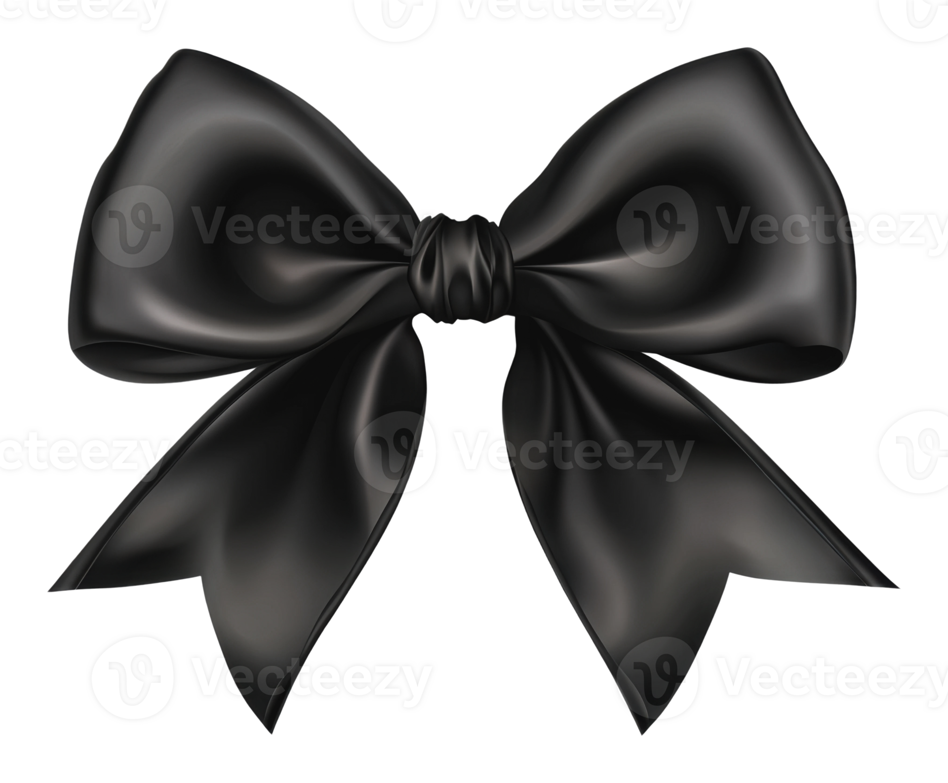 Black satin bow with long tails 52657544 png