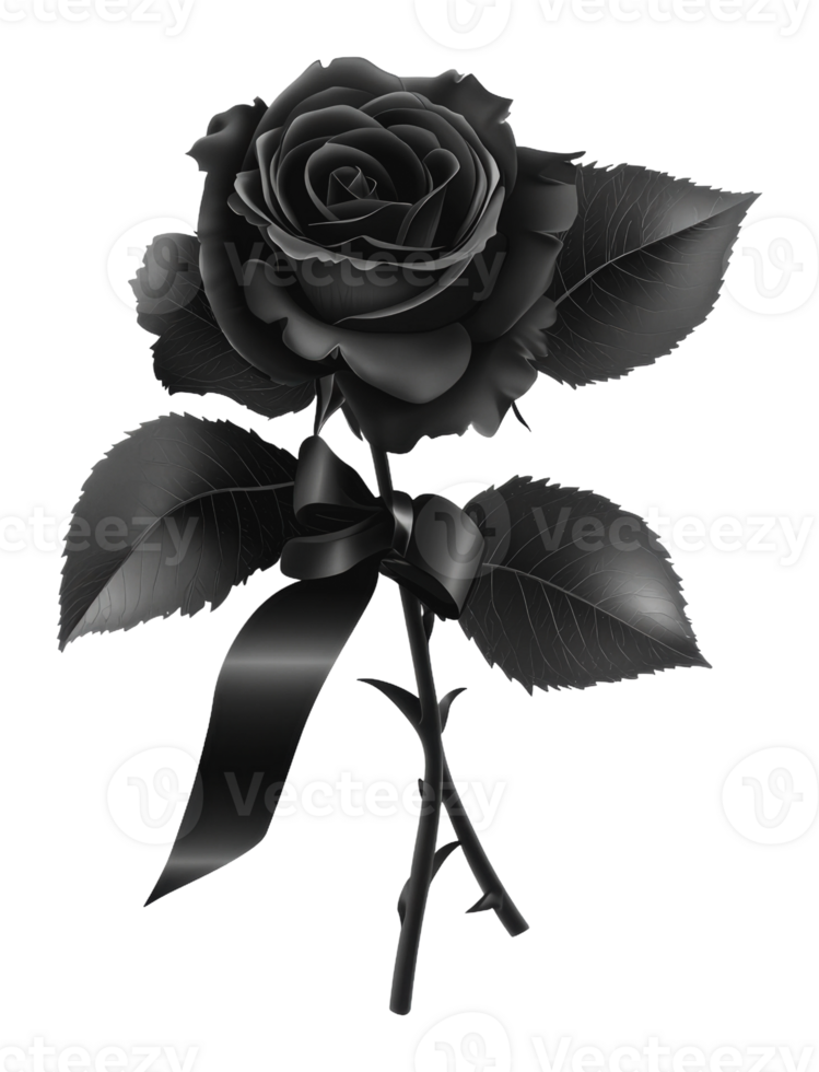 Black rose with ribbon for somber event png