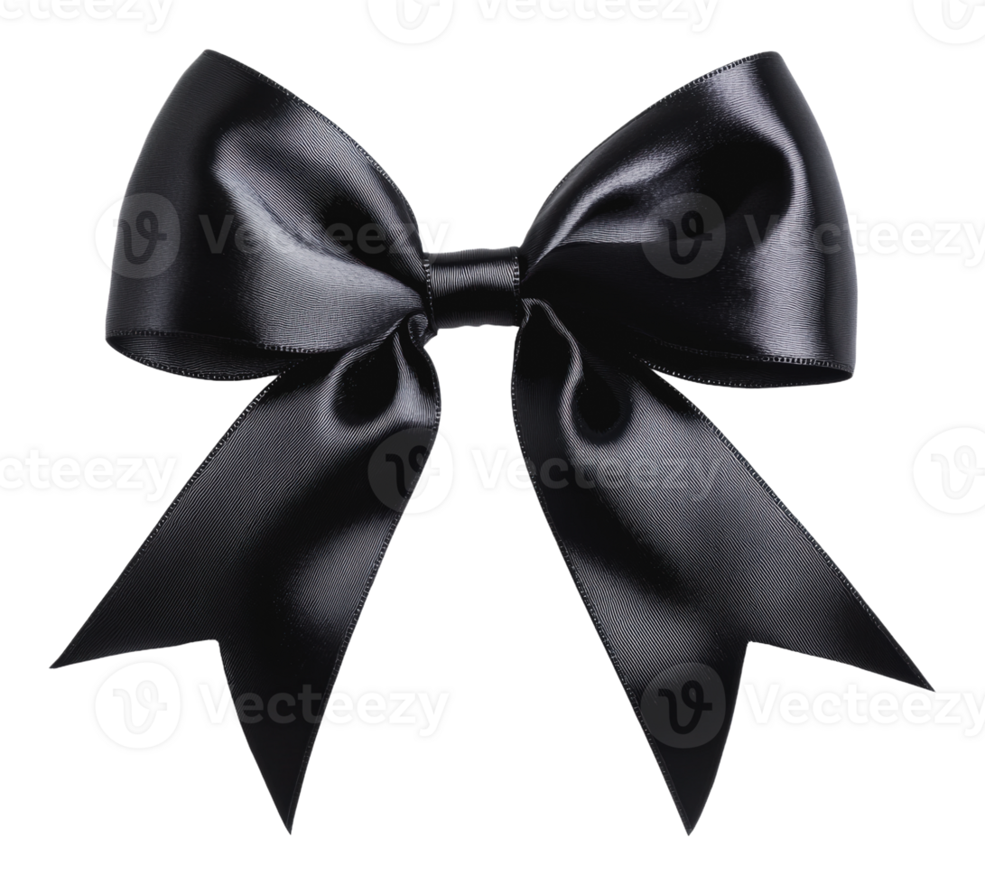 Elegant black satin bow with ribbons png