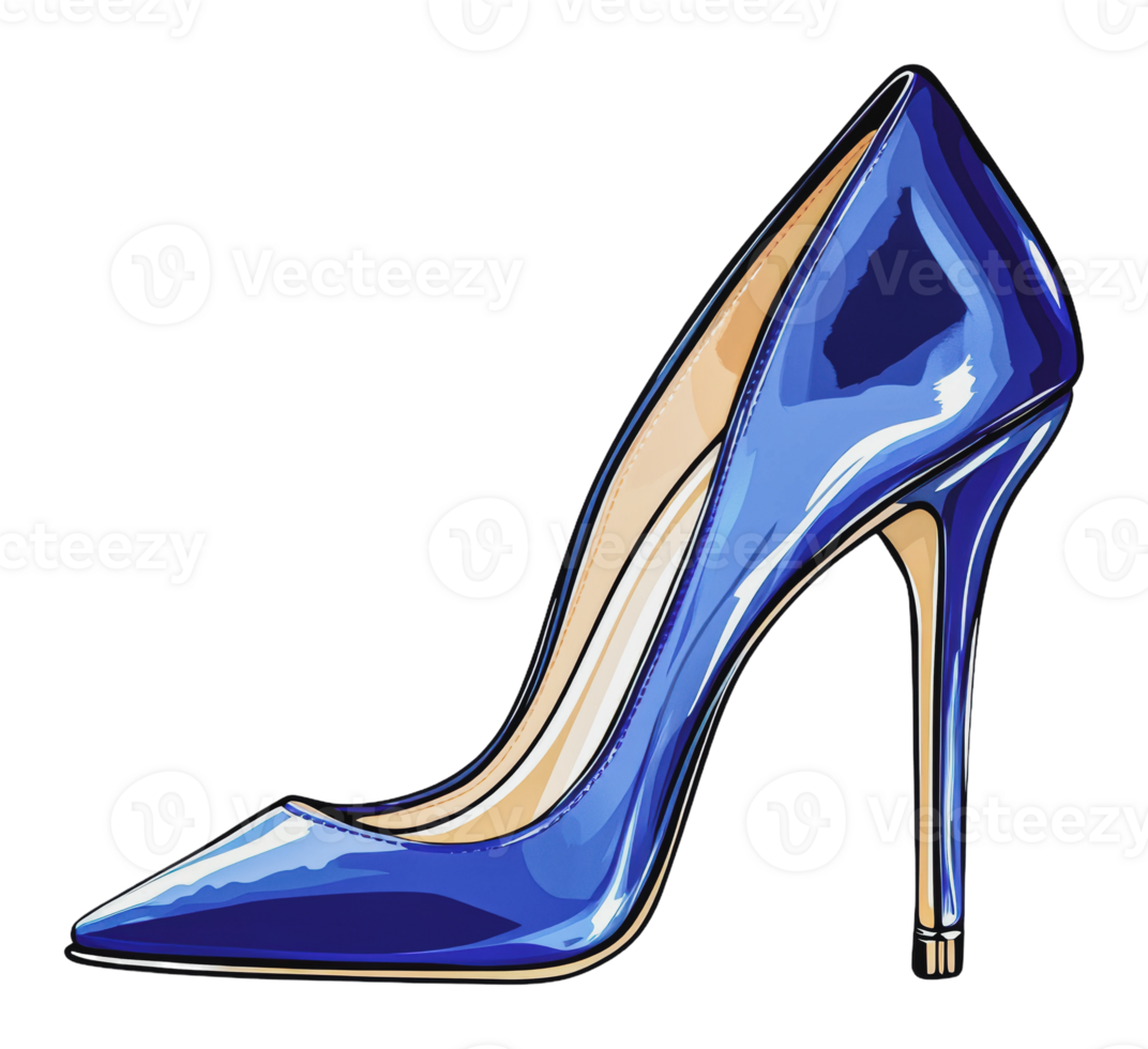 Elegant blue high heel shoe in modern style png