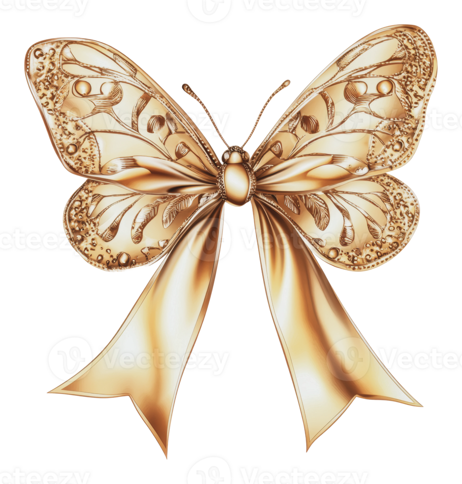 Intricate patterned golden butterfly png