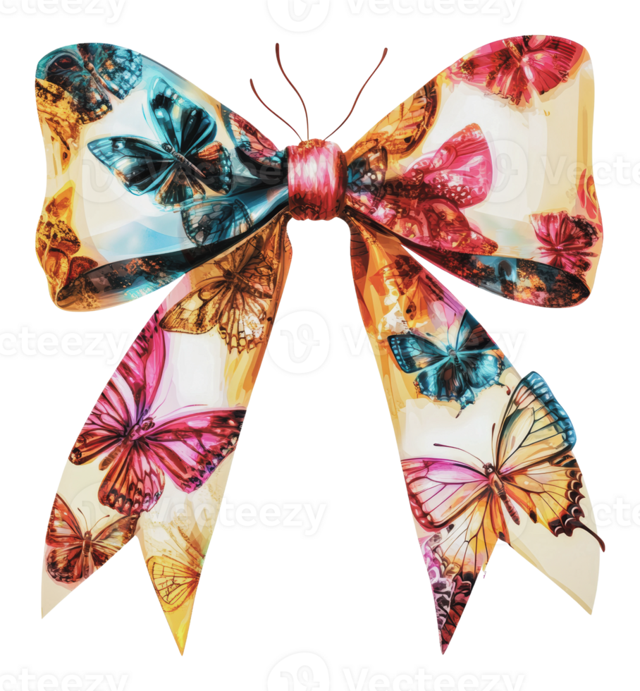 Vibrant patterned butterfly bow png