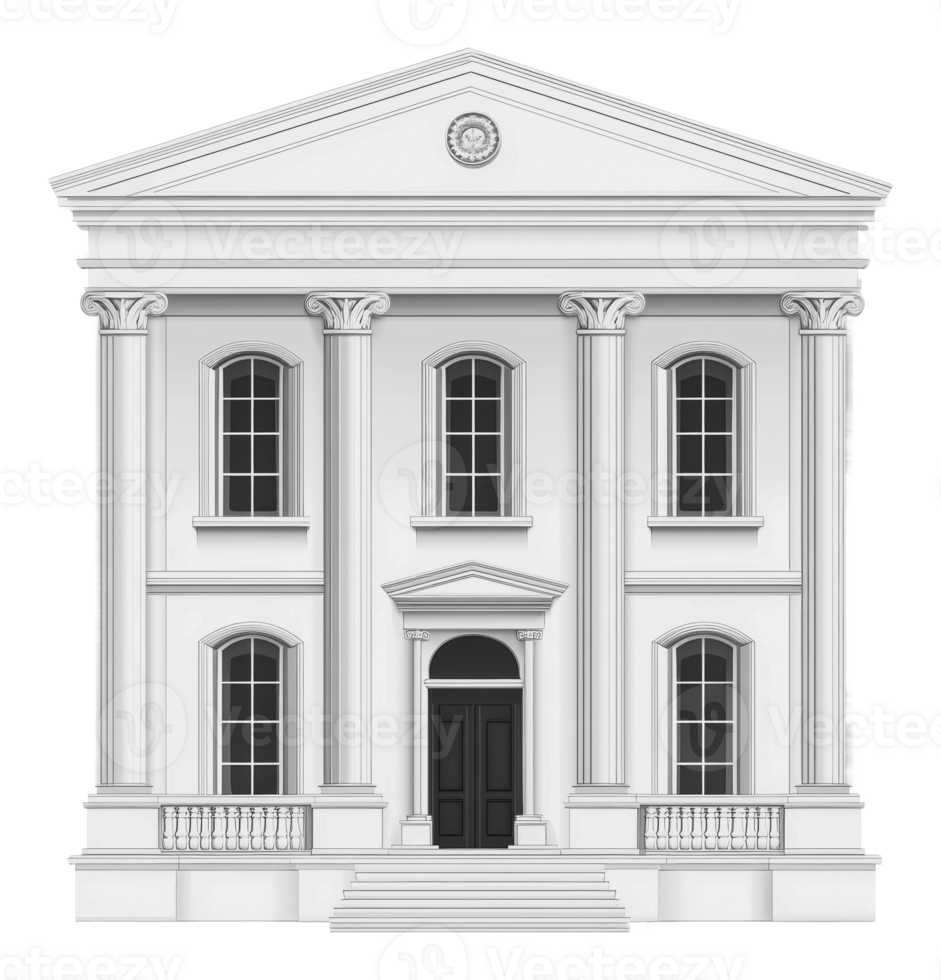 White building with columns and grand entry png