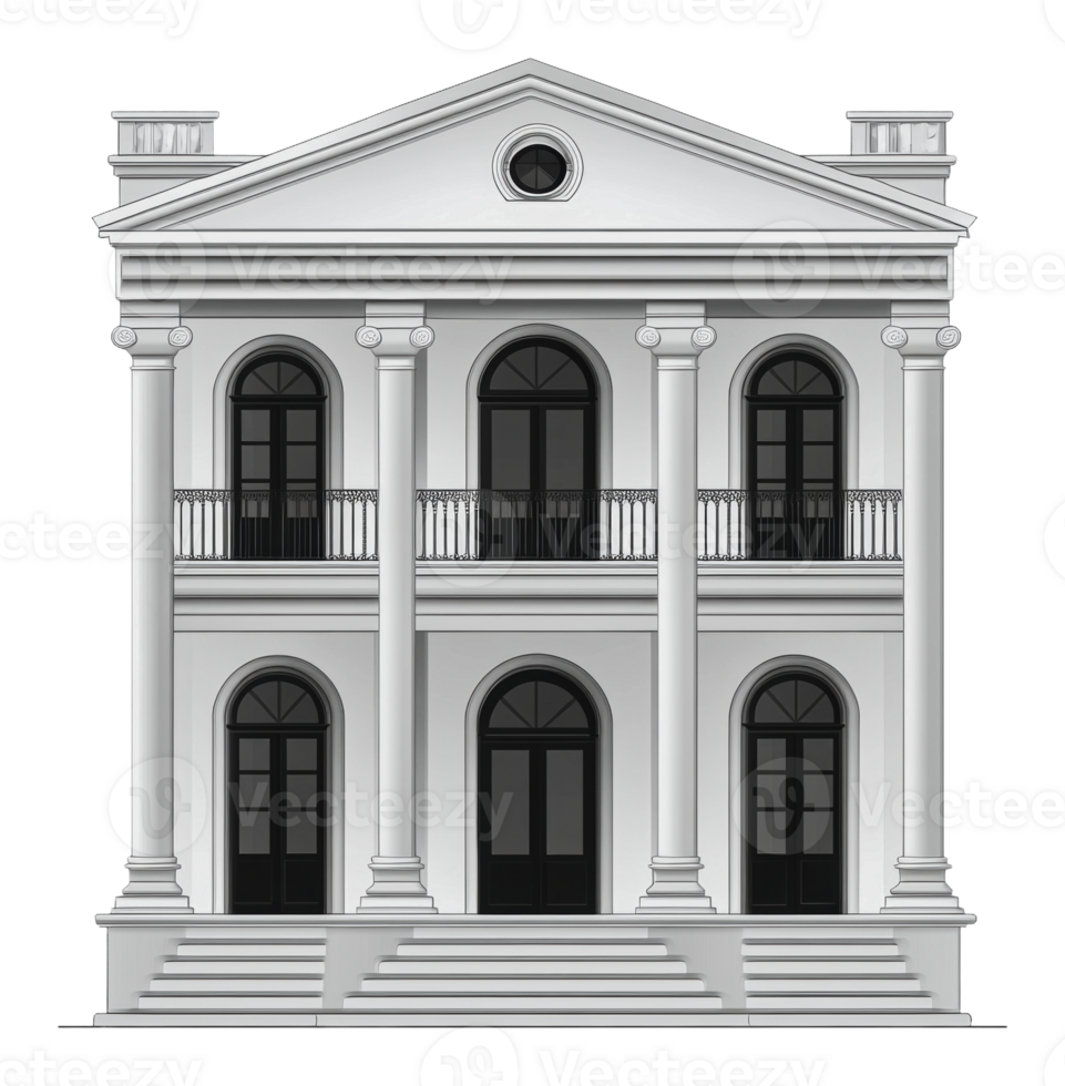 White colonial building with columns png