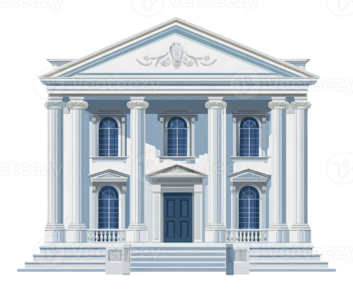 Classic building with columns and blue doors png