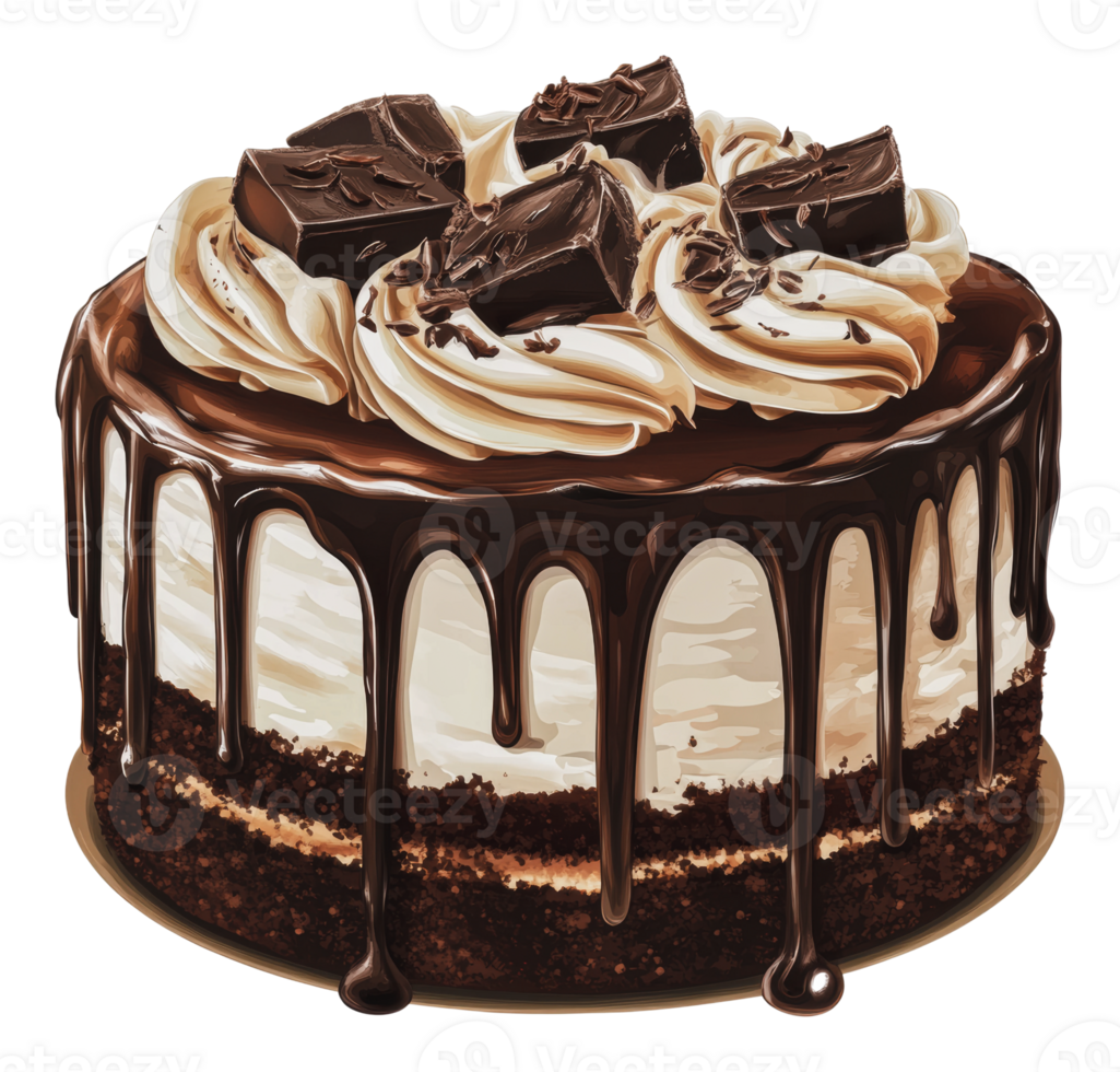 Chocolate cake with creamy frosting png