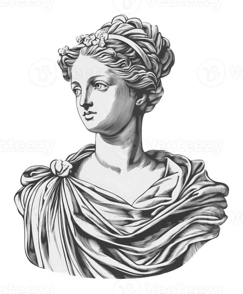 Goddess statue with detailed features png