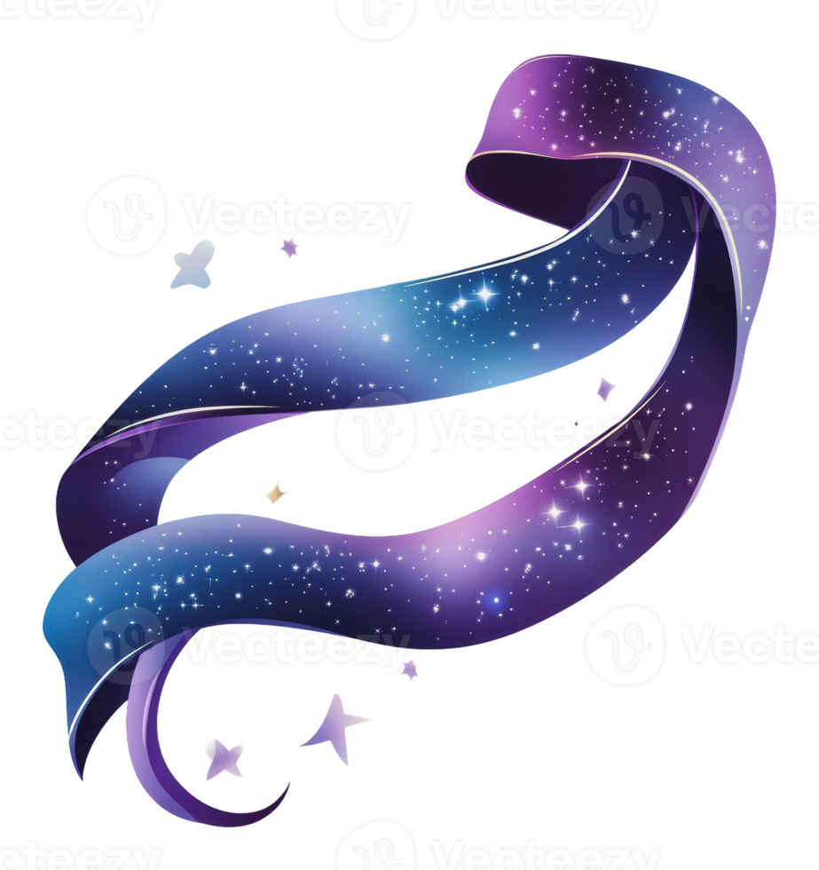 Colorful cosmic ribbon with stars in outer space png
