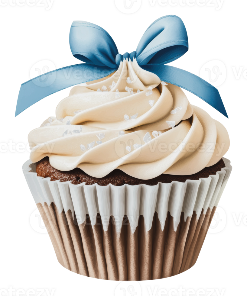 Chocolate cupcake with cream frosting png