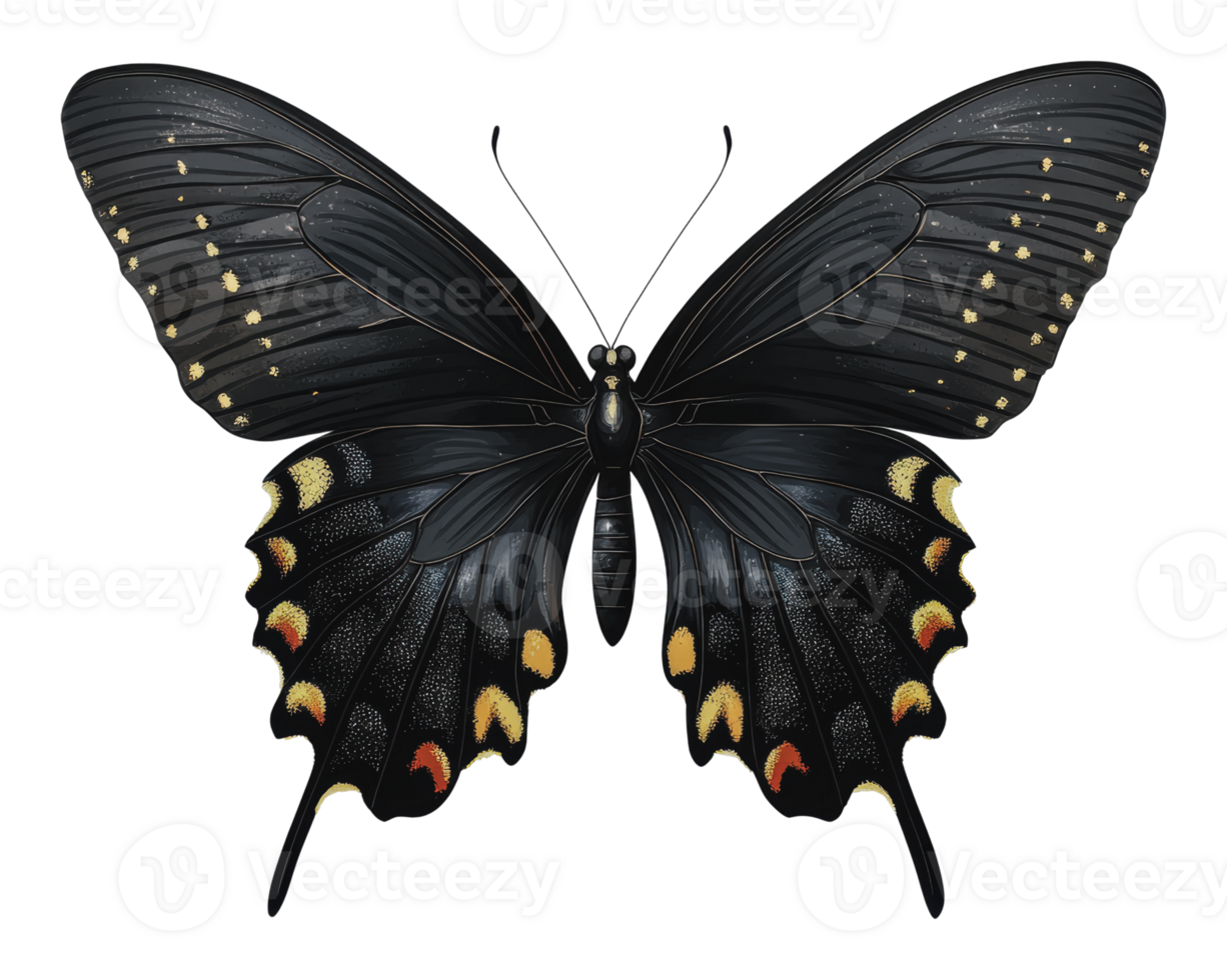 Black butterfly on a leaf png