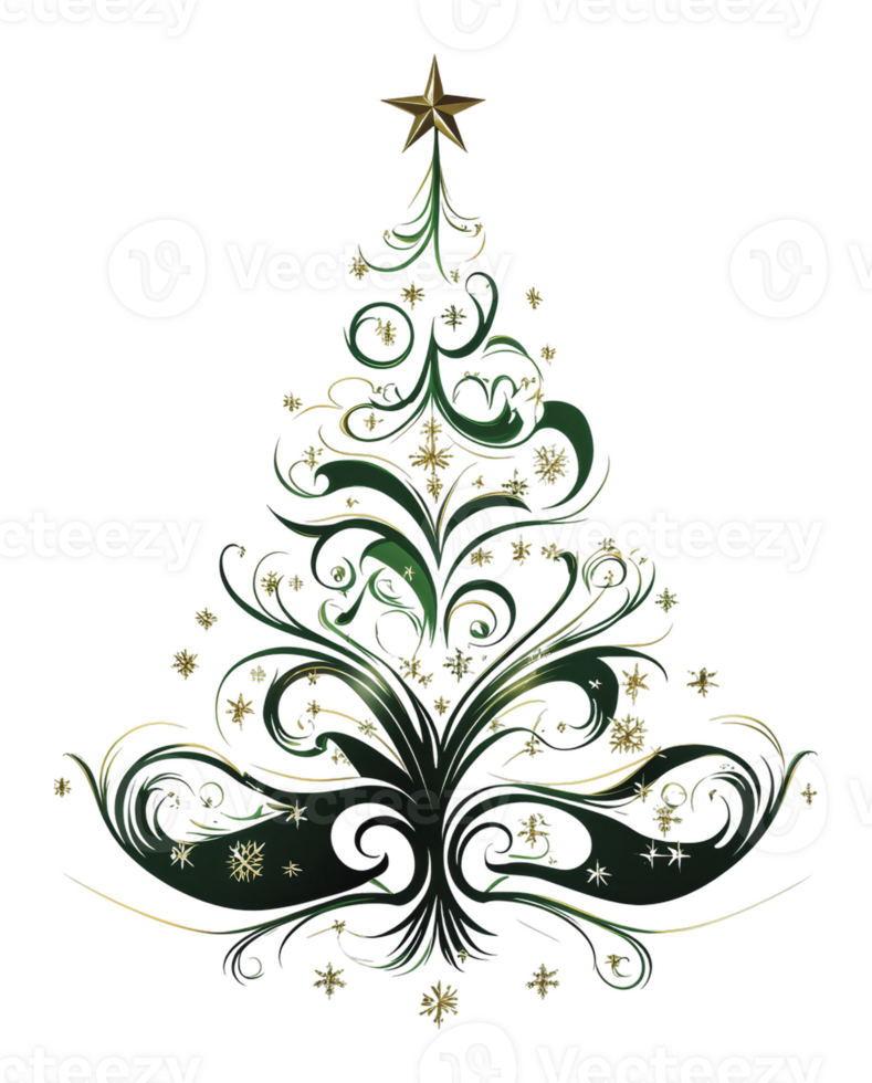 Elegant Christmas tree design with golden accents png