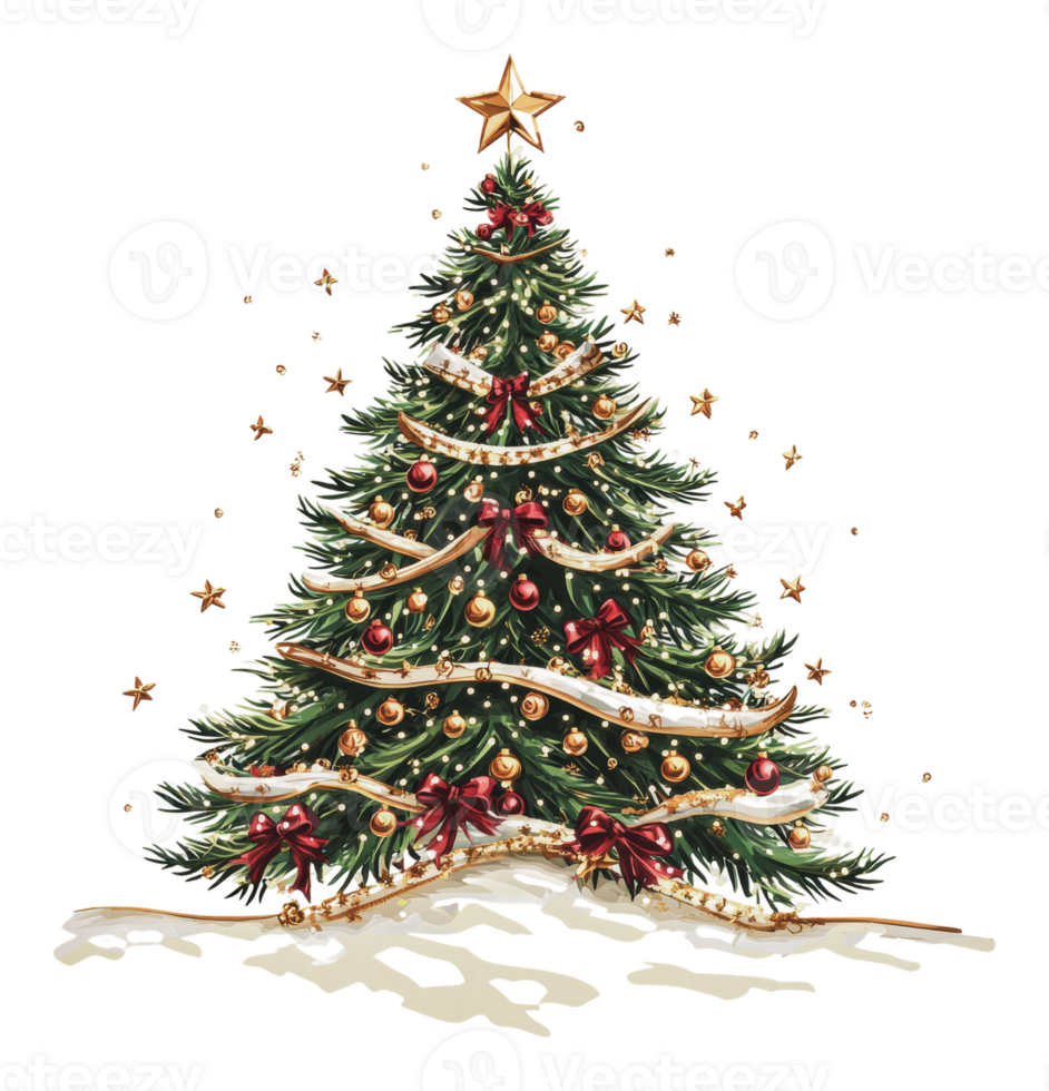 Ornate Christmas tree with decorations png