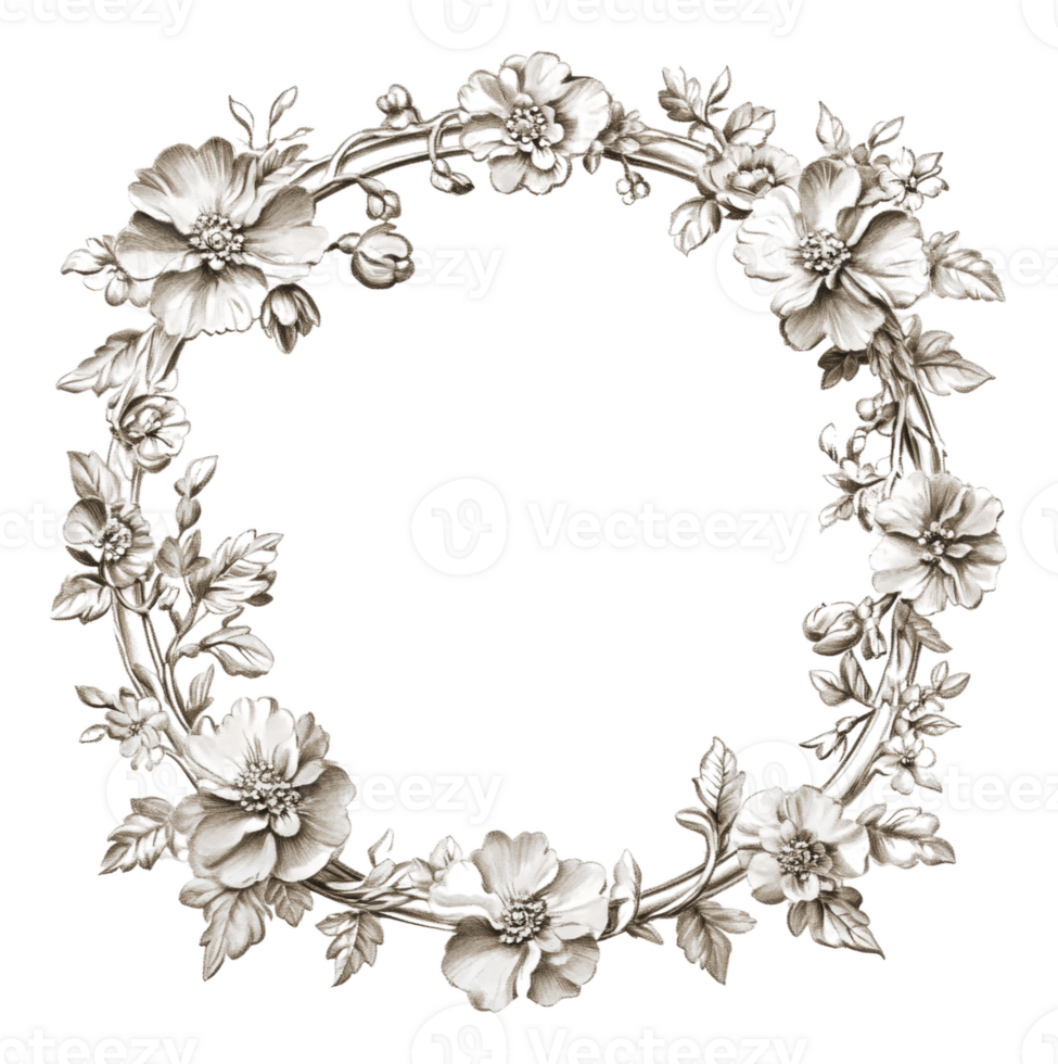 Chic floral frame for crafts png
