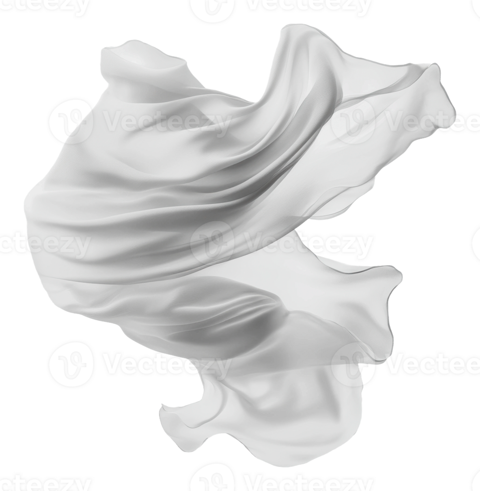 White fabric in motion on plain background png