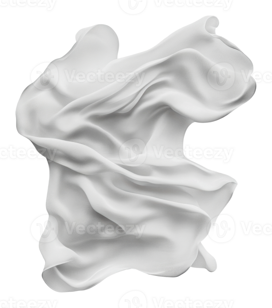 White fabric folds creating a dynamic shape in art png