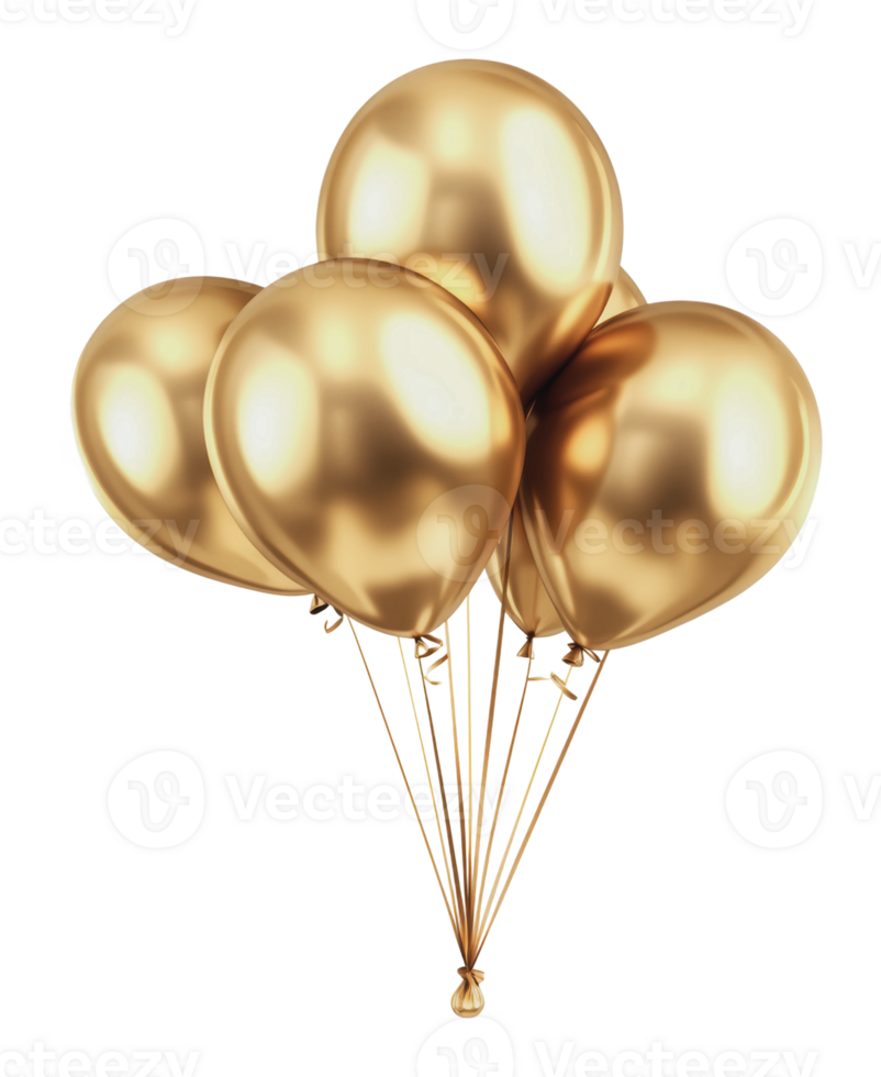 Golden balloons floating in the air png