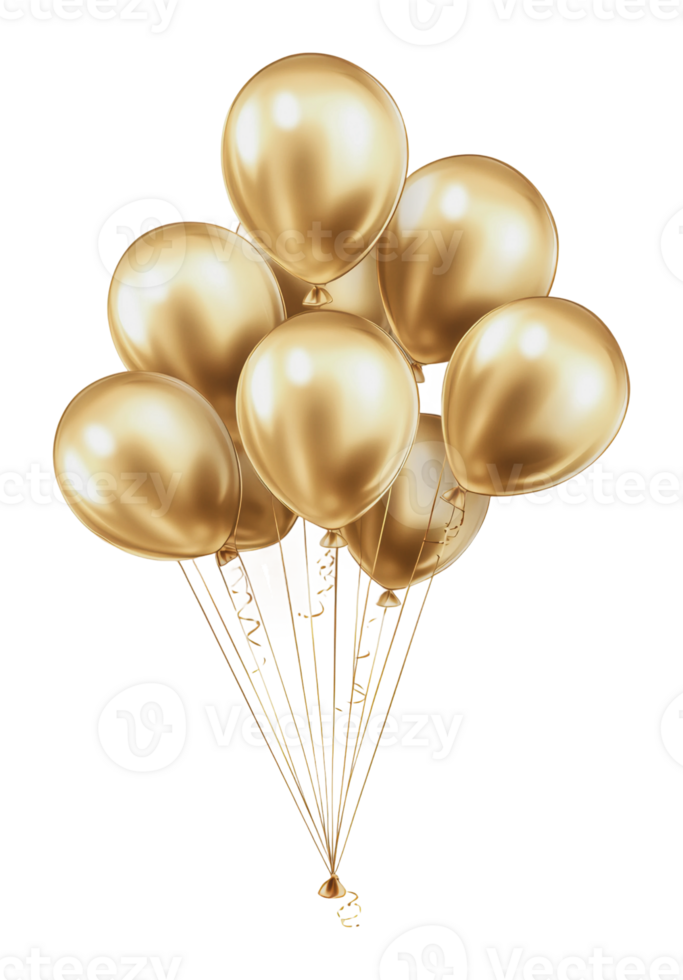Golden celebration balloons in the air png