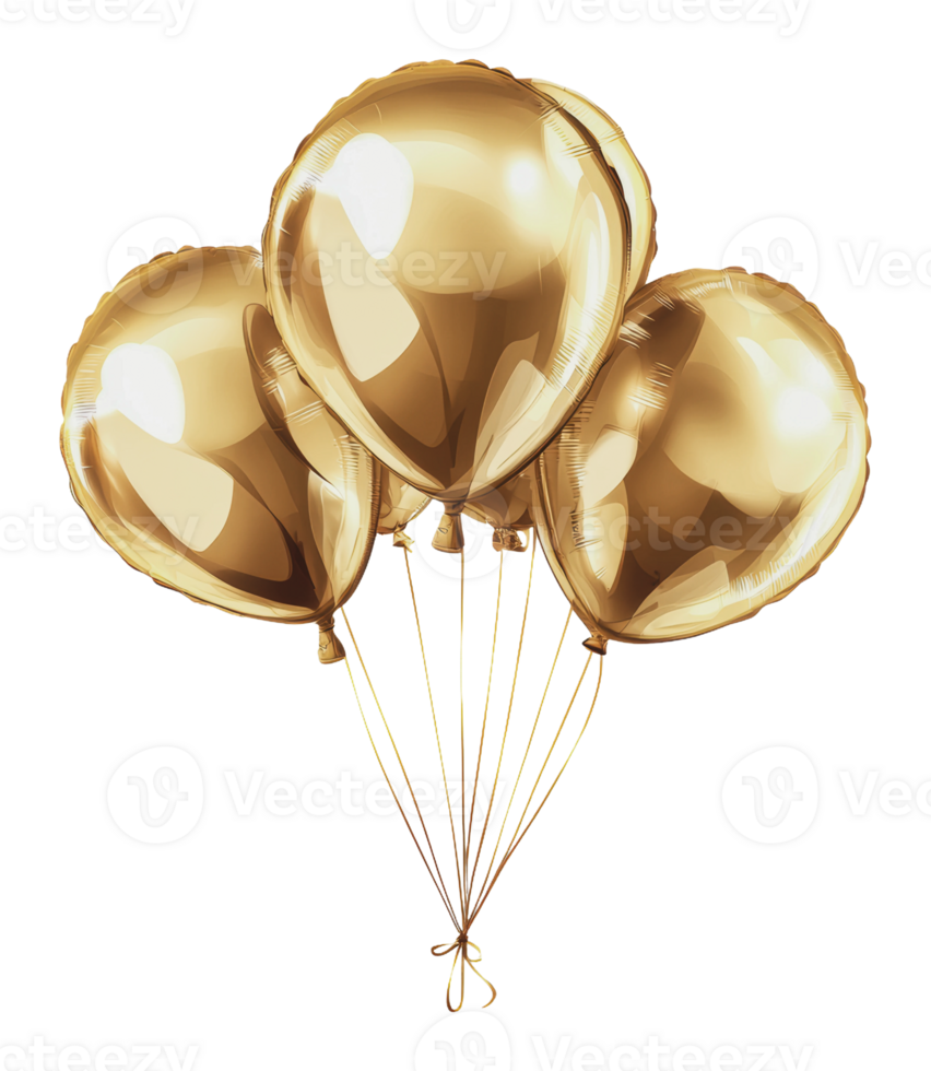Shiny gold balloons floating in celebration event png