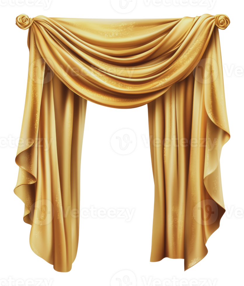 Elegant golden drapery with soft flowing fabric png