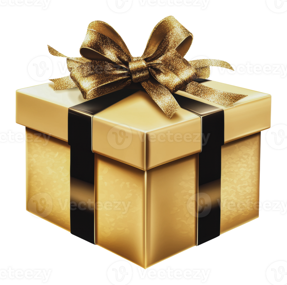 Elegant gold gift box for celebration png