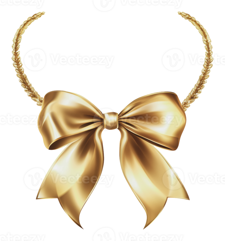 Elegant golden bow design with decorative elements png