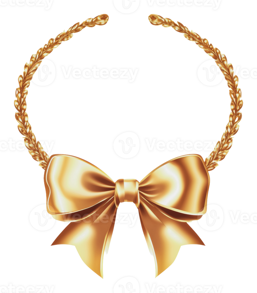 Golden wreath with a bow for festive occasions png